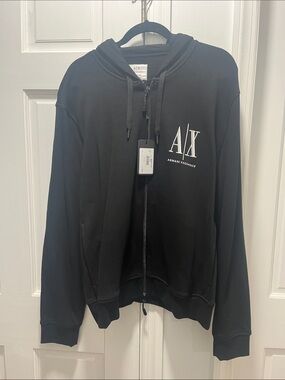 Armani Exchange Black A|X Logo Zip Hoodie